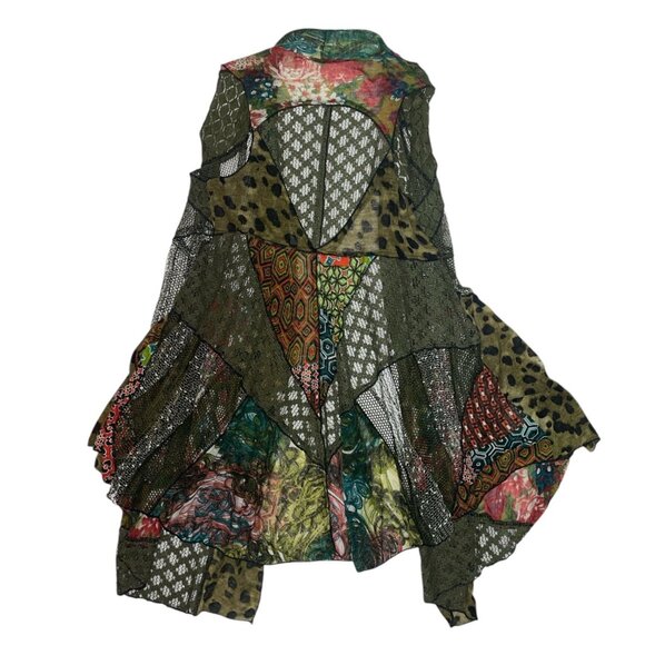 Soft Surroundings Women's Wearable Art Boho Hippie Open Cardigan Long Vest - Picture 2 of 8